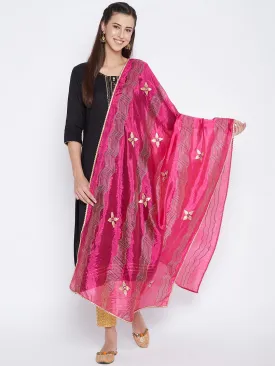 Women Magenta Printed Silk Dupatta