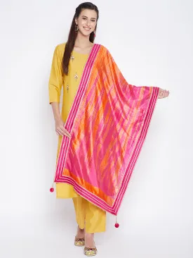 Women Magenta Tie & Dye Gotta Patti Dupatta