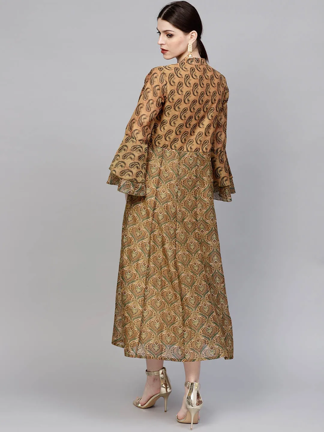 Women Mustard Brown Printed Kurta