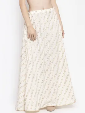 Women'S Off-White Printed Flared Rayon Maxi Skirt