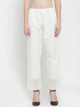 Women'S Off-White Viscose Lace Palazzo