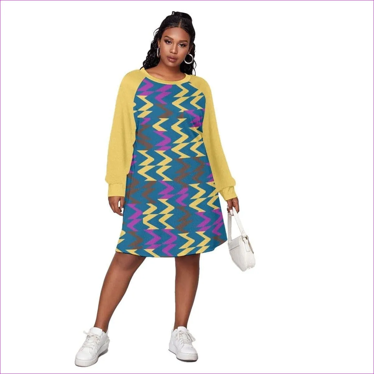 Zig & Zag Women's Dress With Raglan Sleeve Voluptuous ( ) Plus Size